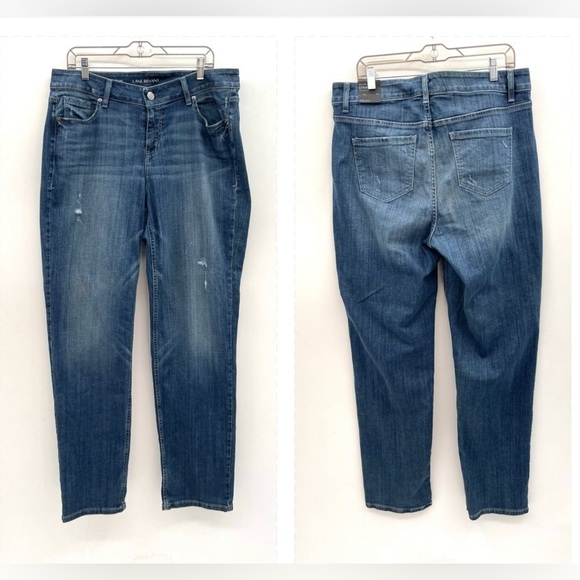 Lane Bryant straight leg distressed High-rise Boho chic denim jean. NWT 16 Tall - Picture 1 of 7
